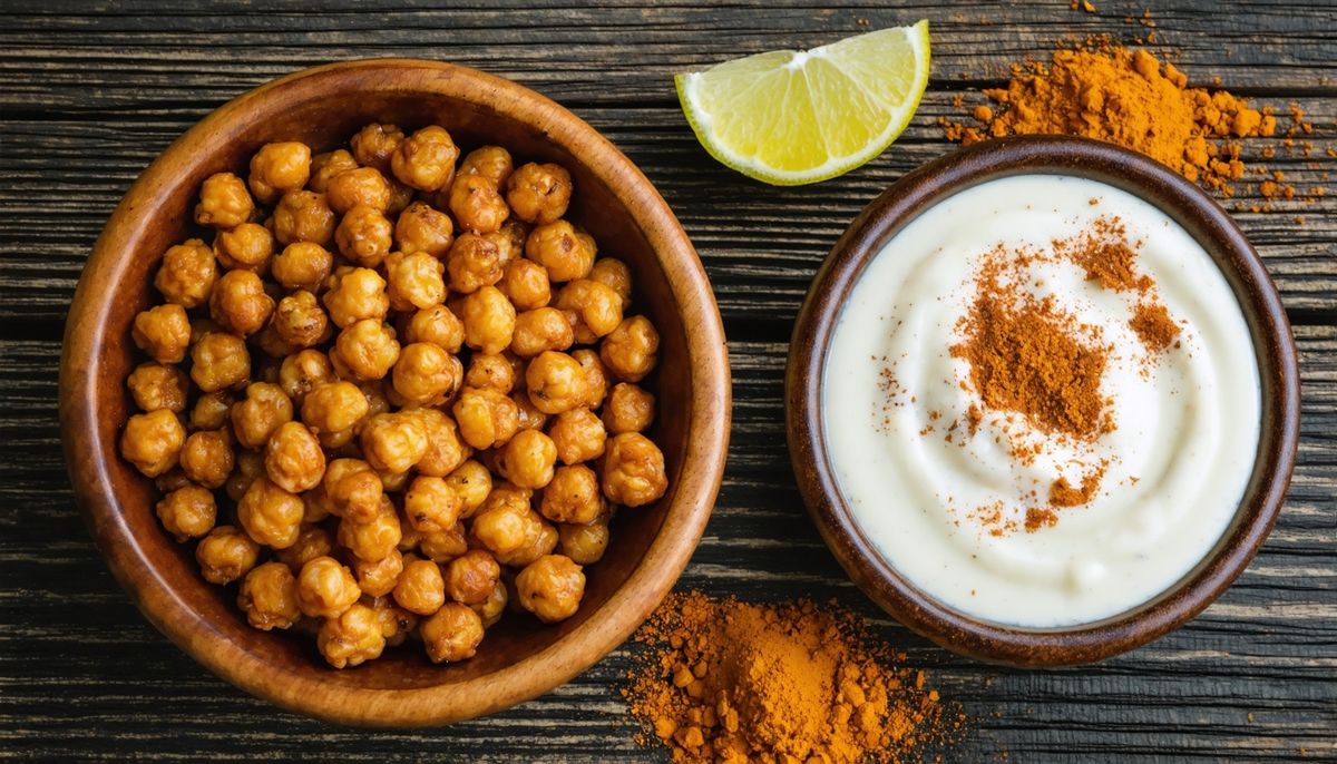 Fırında Baharatlı Nohut & Tahinli Dip — Proteinli Aparatif