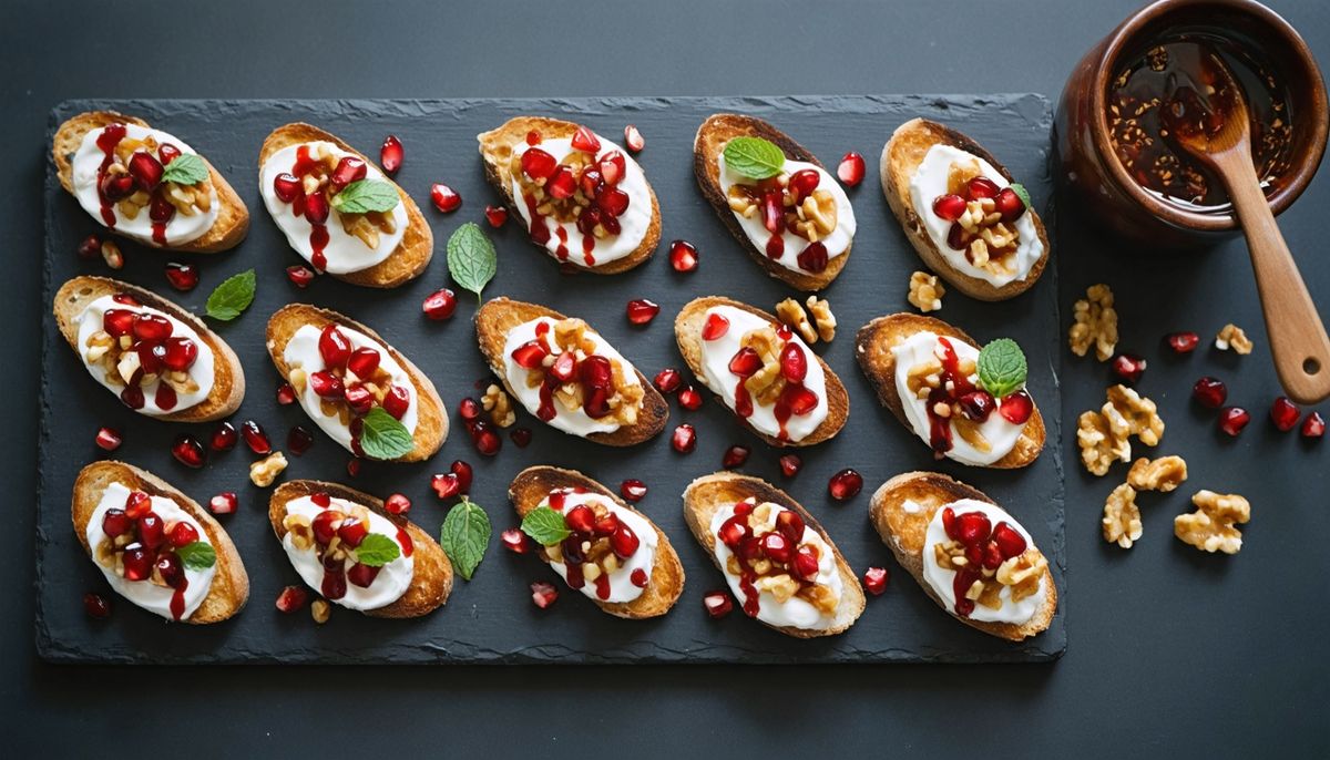 Labneli Nar Ekşili Mini Tostlar: 10 Dakikada Şık Aparatif