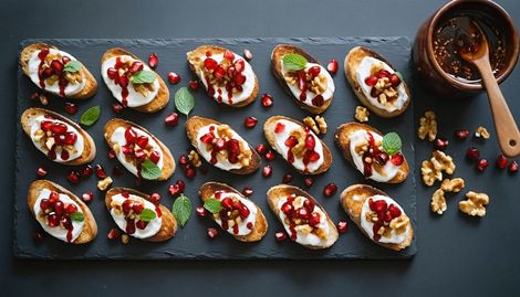 Labneli Nar Ekşili Mini Tostlar: 10 Dakikada Şık Aparatif